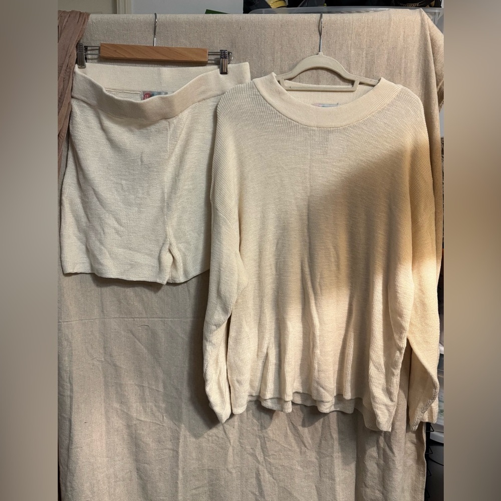 Free People Beach Cozy Cream Sweater Set NWT